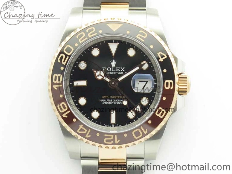 MiroTime 0518 AllSeason GMT-Master II 126711CHNR Black Brown Ceramic Bezel 904L SS RG GMF Best Edition Black Dial on 904L SS RG Bracelet A 3409